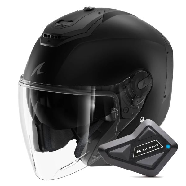 Casque Jet Shark RS JET Blank Mat KMA + Kit Bluetooth BT Mini Casque Jet Shark RS JET Blank Mat KMA + Kit Bluetooth BT Mini