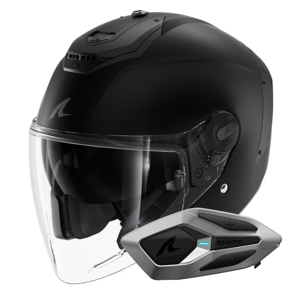 Casque Jet Shark RS JET Blank Mat KMA + Kit Bluetooth Sena for Shark Mesh Solo