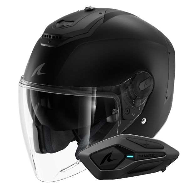 Casque Jet Shark RS JET Blank Mat KMA + Kit Bluetooth Sena for Shark Solo