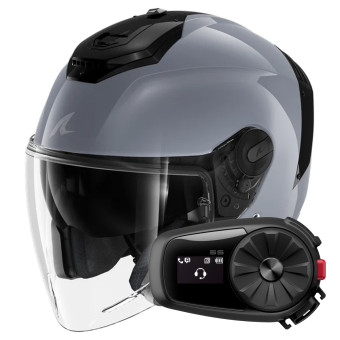 Casque Jet Shark RS JET Blank S05 + Kit Bluetooth 5S Solo