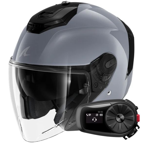 Casque Jet Shark RS JET Blank S05 + Kit Bluetooth 5S Solo