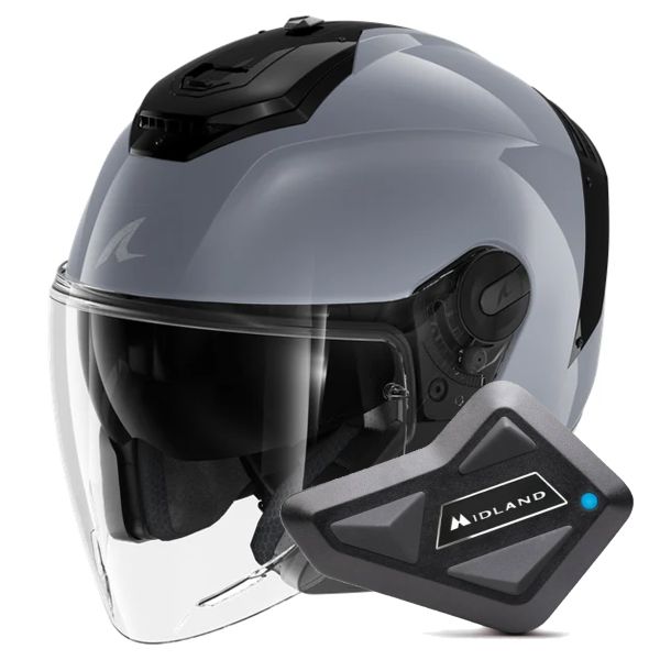 Casque Jet Shark RS JET Blank S05 + Kit Bluetooth BT Mini Single