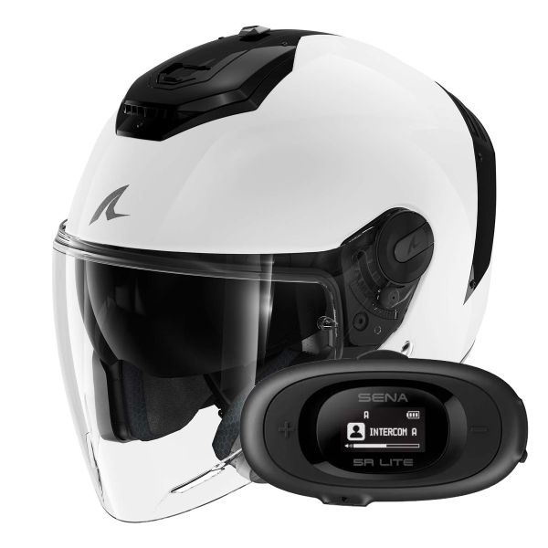 Casque Jet Shark RS JET Blank WHU + Kit bluetooth 5R Lite Solo