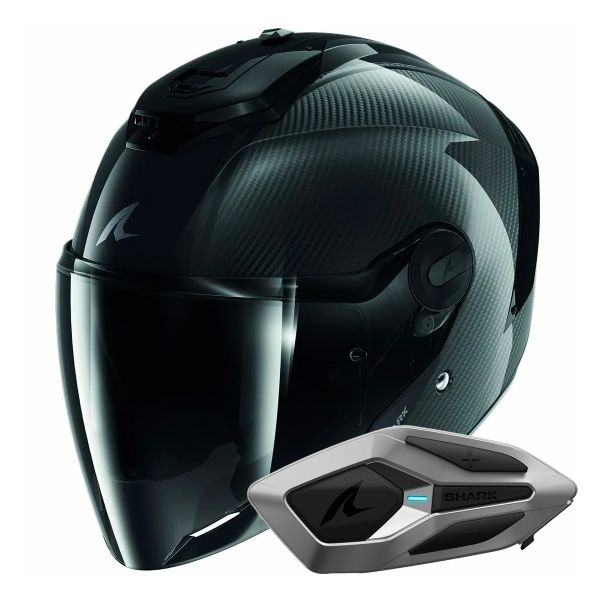 Casque Jet Shark RS JET Carbon Blank DKD + Kit Bluetooth Sena for Shark Mesh Solo