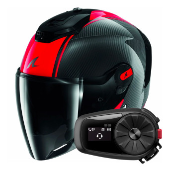 Casque Jet Shark RS JET Carbon Blank DRD + Kit Bluetooth 5S Solo