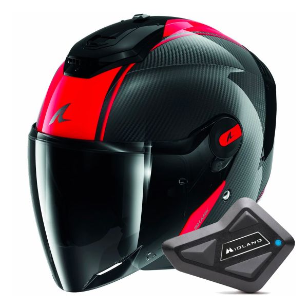 Casque Jet Shark RS JET Carbon Blank DRD + Kit Bluetooth BT Mini