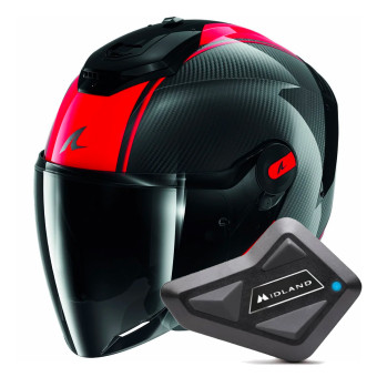 Casque Jet Shark RS JET Carbon Blank DRD + Kit Bluetooth BT Mini Single