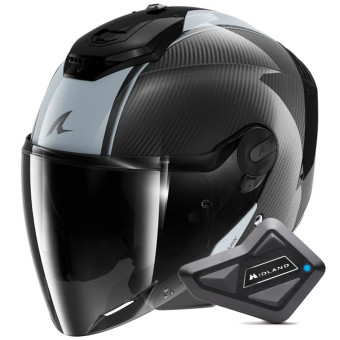 Casque Jet Shark RS JET Carbon Blank DSD + Kit Bluetooth BT Mini