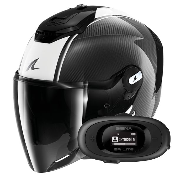 Casque Jet Shark RS JET Carbon Blank DWK + Kit bluetooth 5R Lite Solo