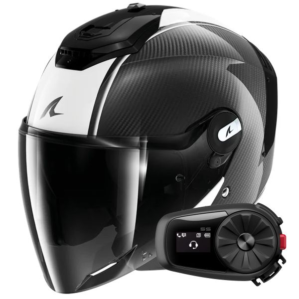 Casque Jet Shark RS JET Carbon Blank DWK + Kit Bluetooth 5S Solo