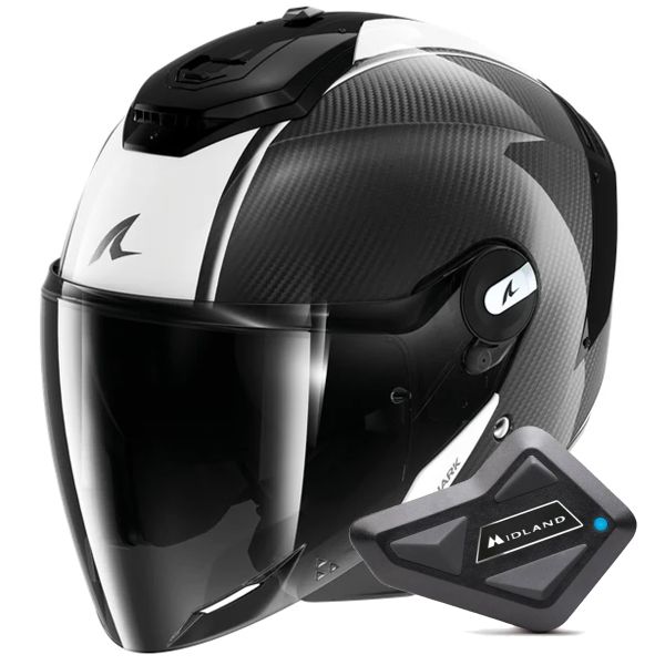 Casque Jet Shark RS JET Carbon Blank DWK + Kit Bluetooth BT Mini