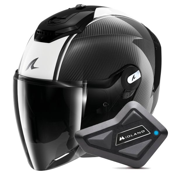 Casque Jet Shark RS JET Carbon Blank DWK + Kit Bluetooth BT Mini Single