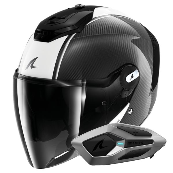 Casque Jet Shark RS JET Carbon Blank DWK + Kit Bluetooth Sena for Shark Mesh Solo