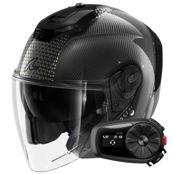 Casque Jet Shark RS JET Carbon Ikonik DKU + Kit Bluetooth 5S Solo