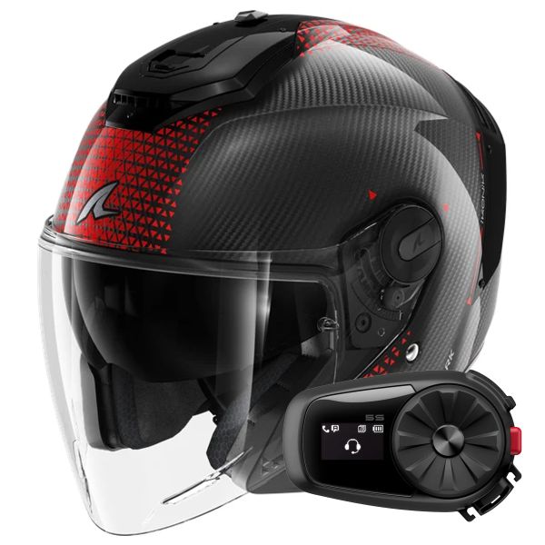 Casque Jet Shark RS JET Carbon Ikonik DRU + Kit Bluetooth 5S Solo