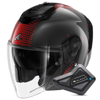 Casque Jet Shark RS JET Carbon Ikonik DRU + Kit Bluetooth BT Mini