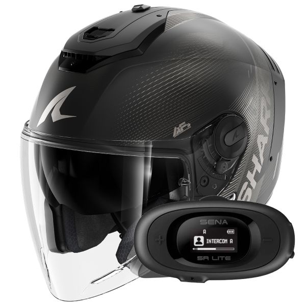 Casque Jet Shark RS JET Carbon Speed-Tech Mat DAK + Kit bluetooth 5R Lite Solo