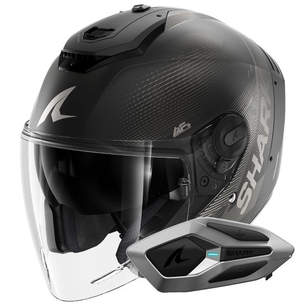 Casque Jet Shark RS JET Carbon Speed-Tech Mat DAK + Kit Bluetooth Sena for Shark Mesh Sol