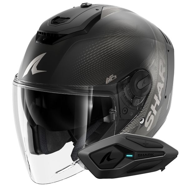 Casque Jet Shark RS JET Carbon Speed-Tech Mat DAK + Kit Bluetooth Sena for Shark Solo