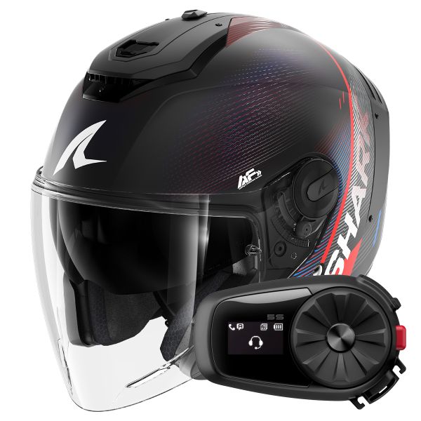 Casque Jet Shark RS JET Carbon Speed-Tech Mat DBR + Kit Bluetooth 5S Solo