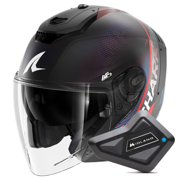 Casque Jet Shark RS JET Carbon Speed-Tech Mat DBR + Kit Bluetooth BT Mini