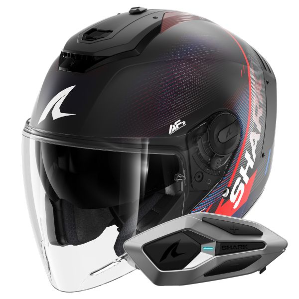 Casque Jet Shark RS JET Carbon Speed-Tech Mat DBR + Kit Bluetooth Sena for Shark Mesh Sol