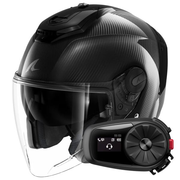 Casque Jet Shark RS JET Full Carbon DAD + Kit Bluetooth 5S Solo