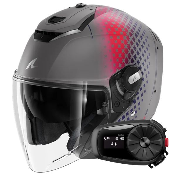 Casque Jet Shark RS JET Stride Mat SVB + Kit Bluetooth 5S Solo