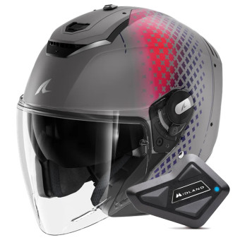 Casque Jet Shark RS JET Stride Mat SVB + Kit Bluetooth BT Mini