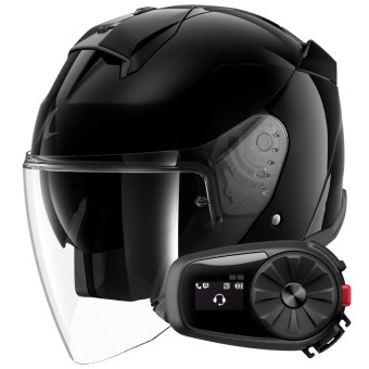 Casque Jet Shark Skwal Jet Blank BLK + Kit Bluetooth 5S Solo