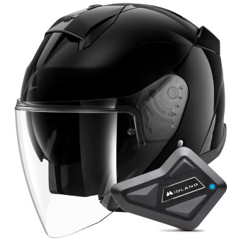 Casque Jet Shark Skwal Jet Blank BLK + Kit Bluetooth BT Mini Single