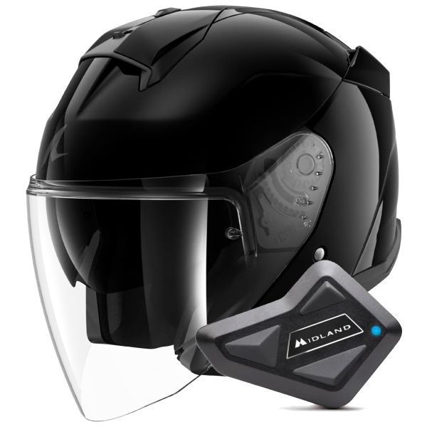 Casque Jet Shark Skwal Jet Blank BLK + Kit Bluetooth BT Mini Single