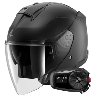 Casque Jet Shark Skwal Jet Blank Mat KMA + Kit Bluetooth 5S Solo