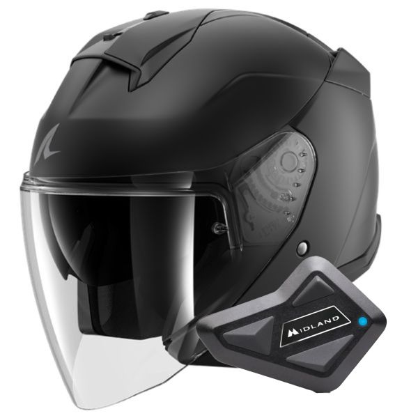 Casque Jet Shark Skwal Jet Blank Mat KMA + Kit Bluetooth BT Mini