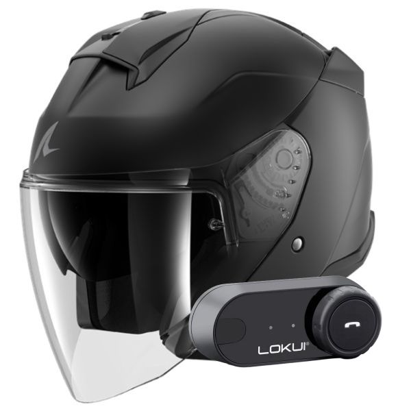 Casque Jet Shark Skwal Jet Blank Mat KMA + Kit Bluetooth Lokui K30