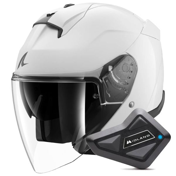 Casque Jet Shark Skwal Jet Blank W05 + Kit Bluetooth BT Mini