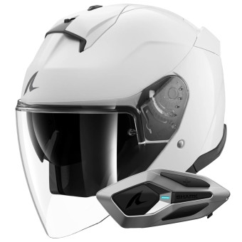 Casque Jet Shark Skwal Jet Blank W05 + Kit Bluetooth Sena for Shark Mesh Solo