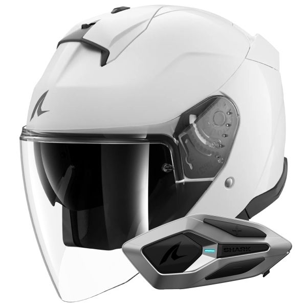 Casque Jet Shark Skwal Jet Blank W05 + Kit Bluetooth Sena for Shark Mesh Solo