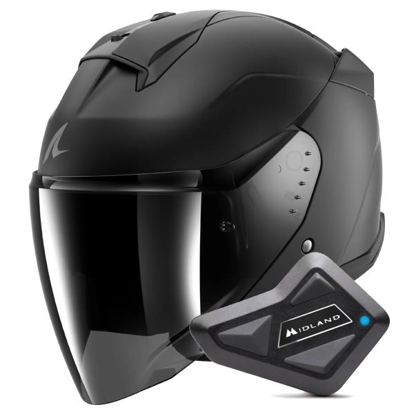 Casque Jet Shark Skwal Jet Dark Shadow Mat A08 + Kit Bluetooth BT Mini