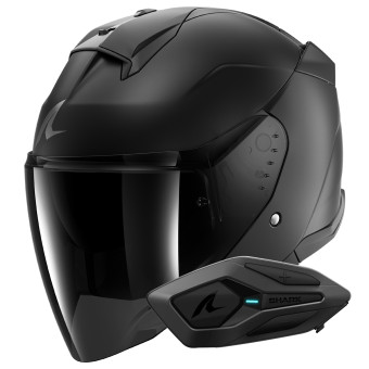 Casque Jet Shark Skwal Jet Dark Shadow Mat A08 + Kit Bluetooth Sena for Shark Solo