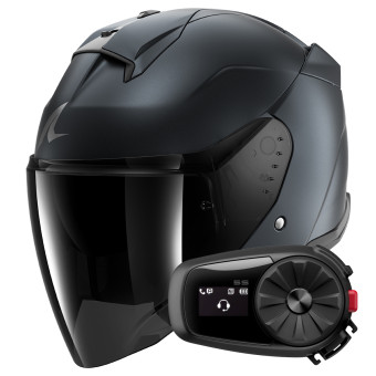 Casque Jet Shark Skwal Jet Dark Shadow Mat B16 + Kit Bluetooth 5S Solo