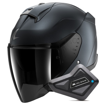 Casque Jet Shark Skwal Jet Dark Shadow Mat B16 + Kit Bluetooth BT Mini