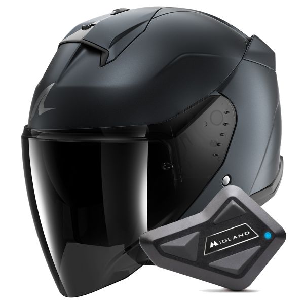 Casque Jet Shark Skwal Jet Dark Shadow Mat B16 + Kit Bluetooth BT Mini