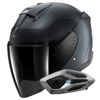 Casque Jet Shark Skwal Jet Dark Shadow Mat B16 + Kit Bluetooth Sena for Shark Mesh Solo