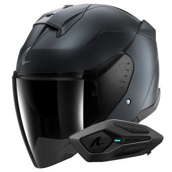 Casque Jet Shark Skwal Jet Dark Shadow Mat B16 + Kit Bluetooth Sena for Shark Solo