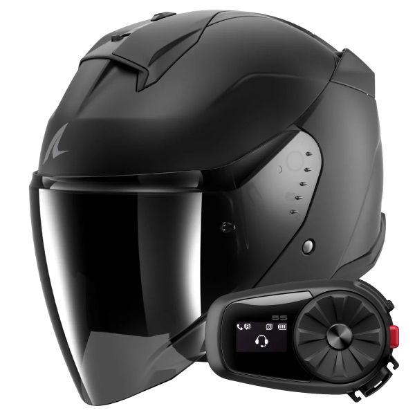 Casque Jet Shark Skwal Jet Dark Shadow Mat KMA + Kit Bluetooth 5S Solo