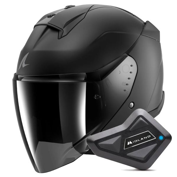 Casque Jet Shark Skwal Jet Dark Shadow Mat KMA + Kit Bluetooth BT Mini