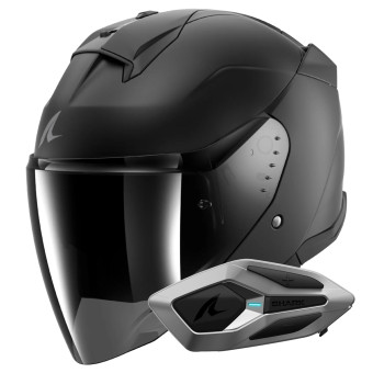 Casque Jet Shark Skwal Jet Dark Shadow Mat KMA + Kit Bluetooth Sena for Shark Mesh Solo