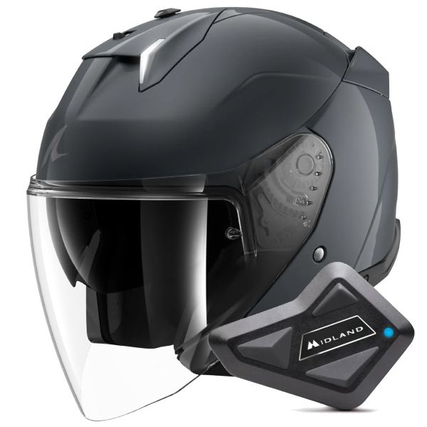 Casque Jet Shark Skwal i3 Jet Blank A05 + Kit Bluetooth BT Mini