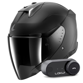 Casque Jet Shark Skwal i3 Jet Blank A05 + Kit Bluetooth Lokui K30